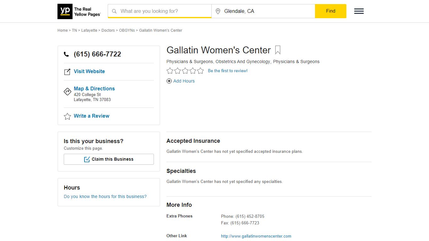 Gallatin Women's Center in Lafayette , TN - YP.com